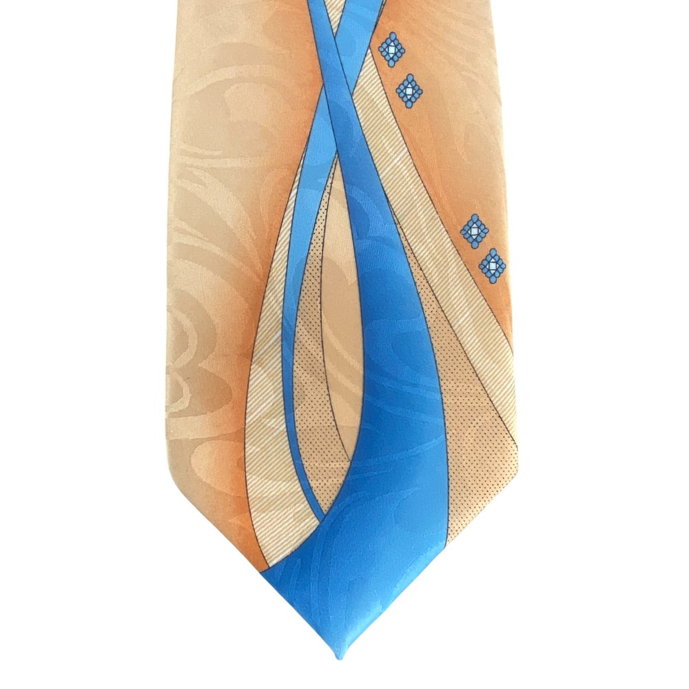 Paul Rene Mens Tie Abstract Geometric Orange Peach Blue Palm Beach Artsy 57x4